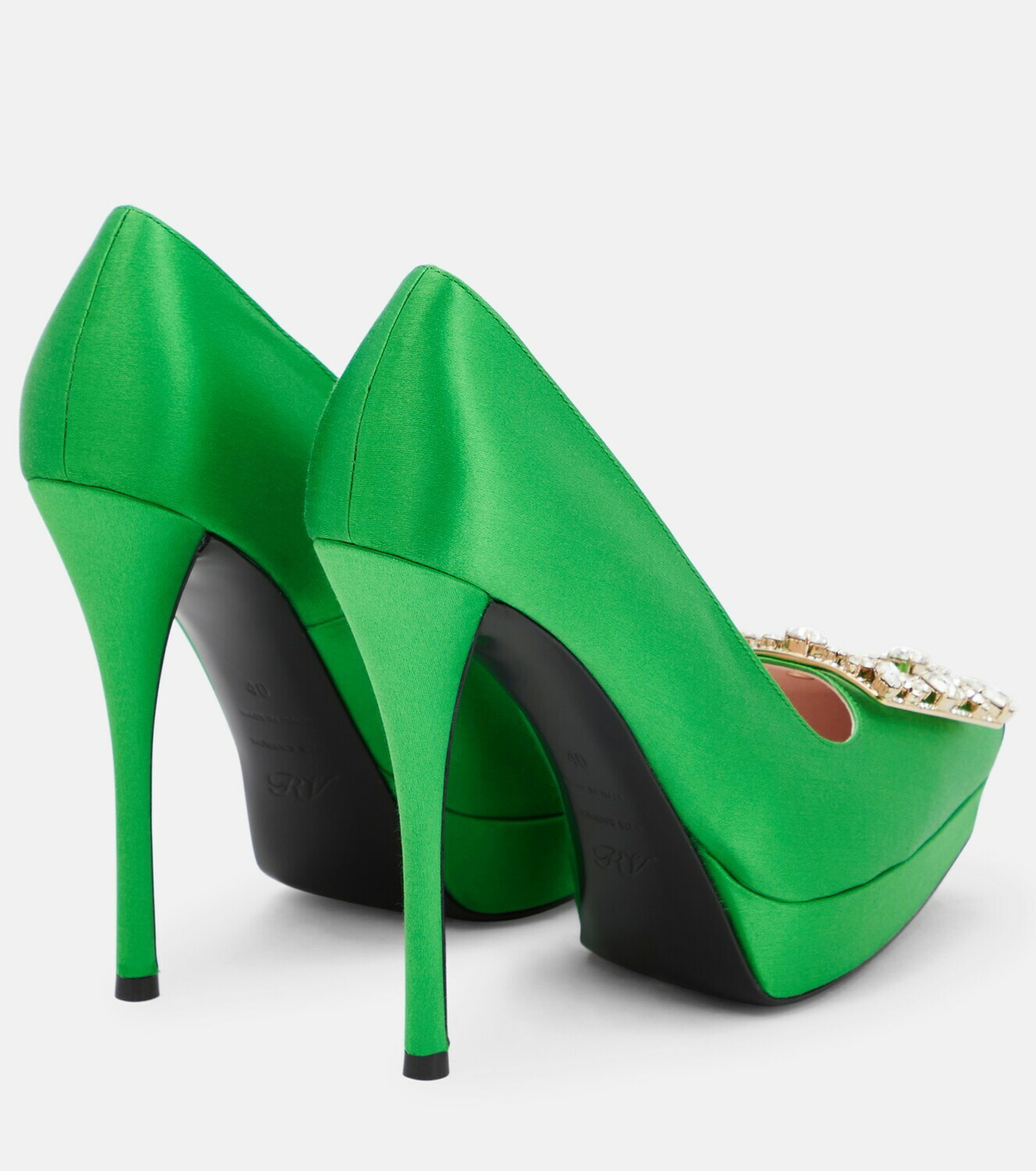 パンプス Roger Vivier 'Flower Strass' pumps (RVW41417620JO1 B200) Efflorescence Pumps in satin Black Woman