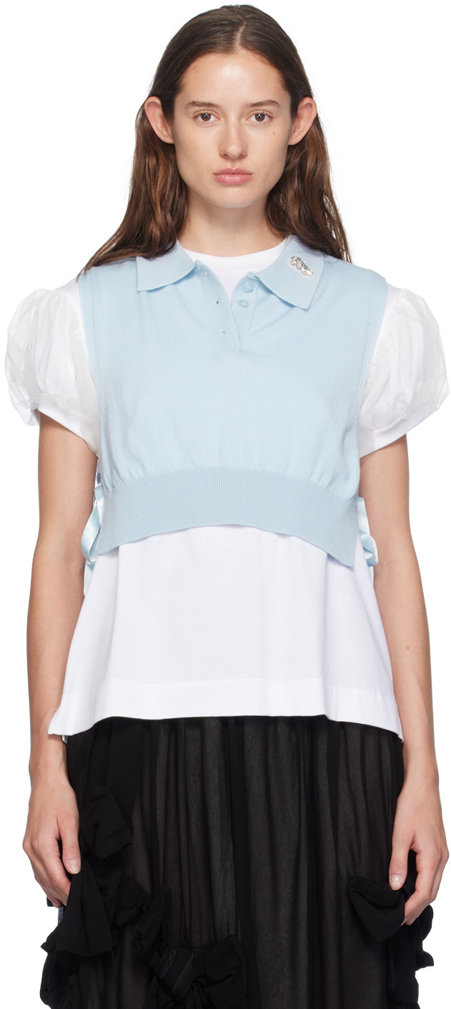 Simone Rocha Blue Embellished Knit Vest