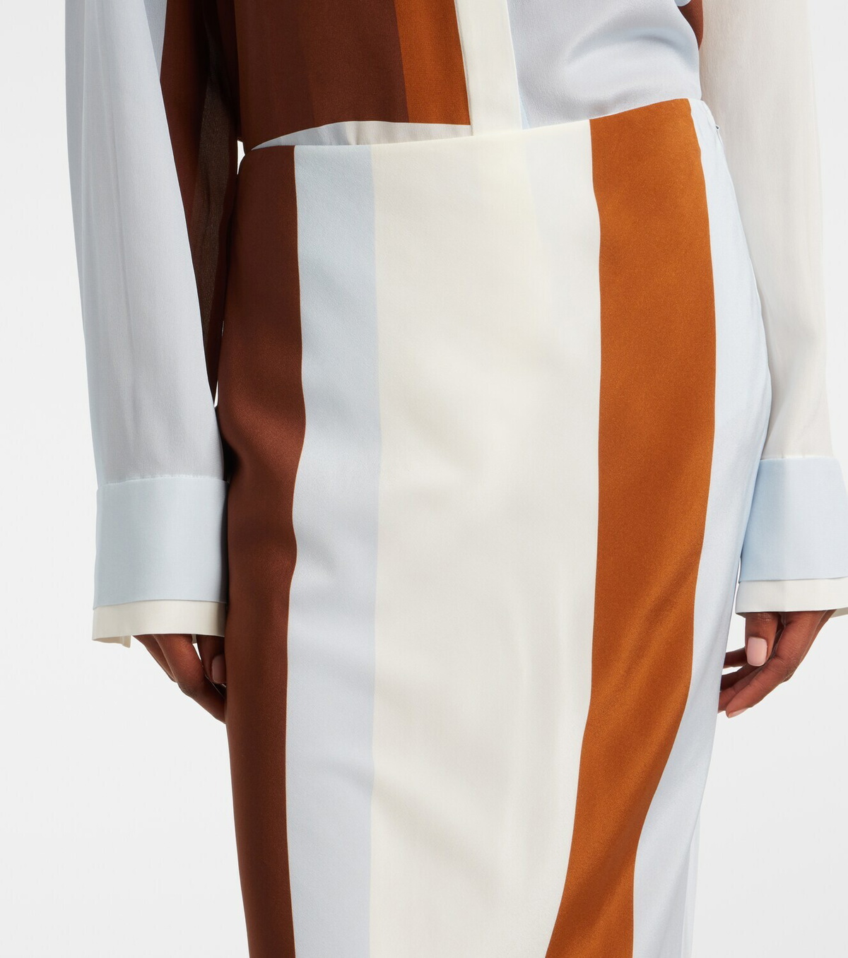 SIR Striped silk maxi skirt