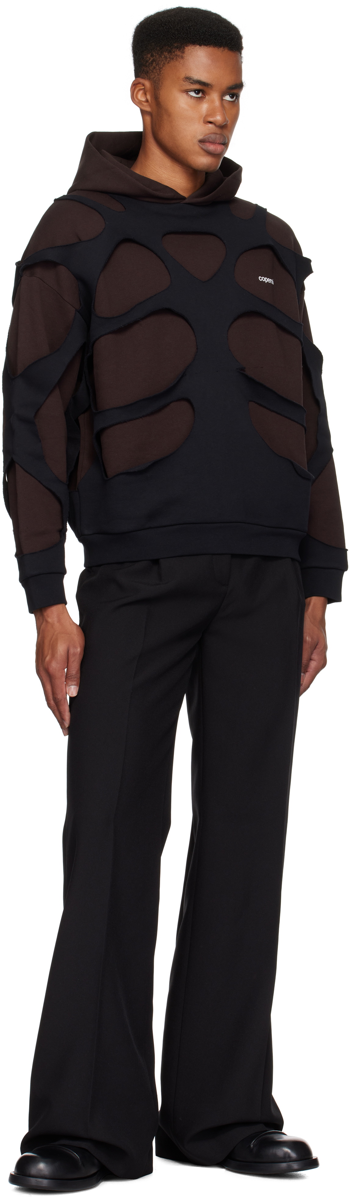 Coperni Black & Brown Laser-Cut Hoodie