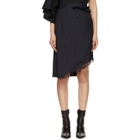 Facetasm Navy Pinstripe Frayed Skirt