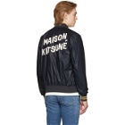 Maison Kitsune SSENSE Exclusive Black Teddy Bomber Jacket