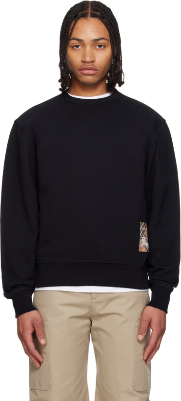 Photo: Burberry Black Check Label Cotton Hoodie