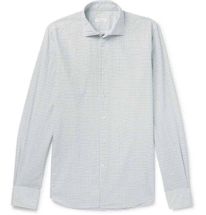 Photo: Incotex - Slim-Fit Grid-Checked Cotton Shirt - Men - Sky blue