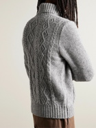 Inis Meáin - Cable-Knit Donegal Merino Wool and Cashmere-Blend Rollneck Sweater - Gray