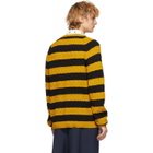 Gucci Black and Yellow Striped Embroidered Pig Sweater