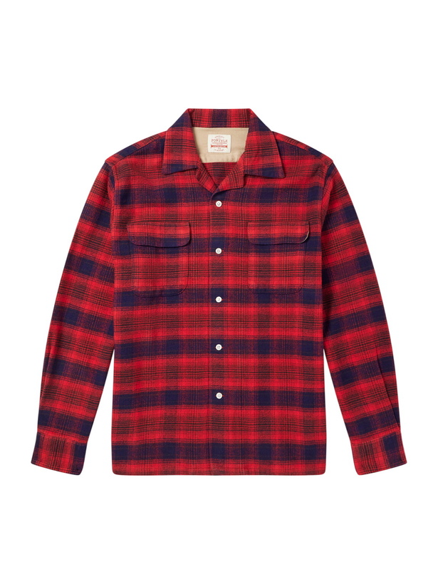 Photo: Fortela - Baker Camp-Collar Checked Cotton Shirt - Red
