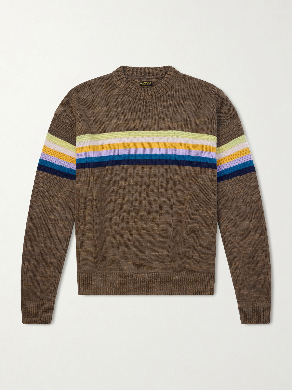 KAPITAL - Peckish Rainbow Striped Cotton and Wool-Blend Sweater - Brown