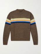 KAPITAL - Peckish Rainbow Striped Cotton and Wool-Blend Sweater - Brown