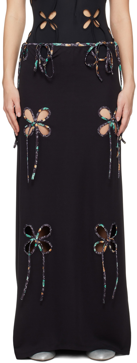 J.Kim Black Petal Maxi Skirt
