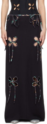 J.Kim Black Petal Maxi Skirt