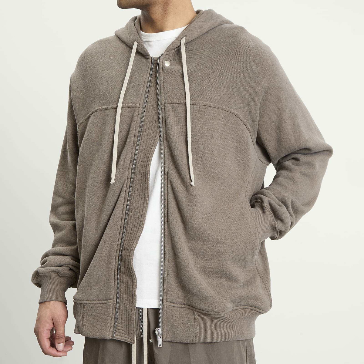 Rick Owens Men's Slouchy Zip Hoodie in Dust
