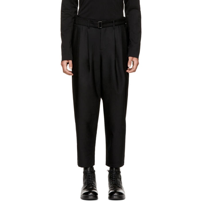 Photo: Attachment Black Wool Pleated Belted Trousers