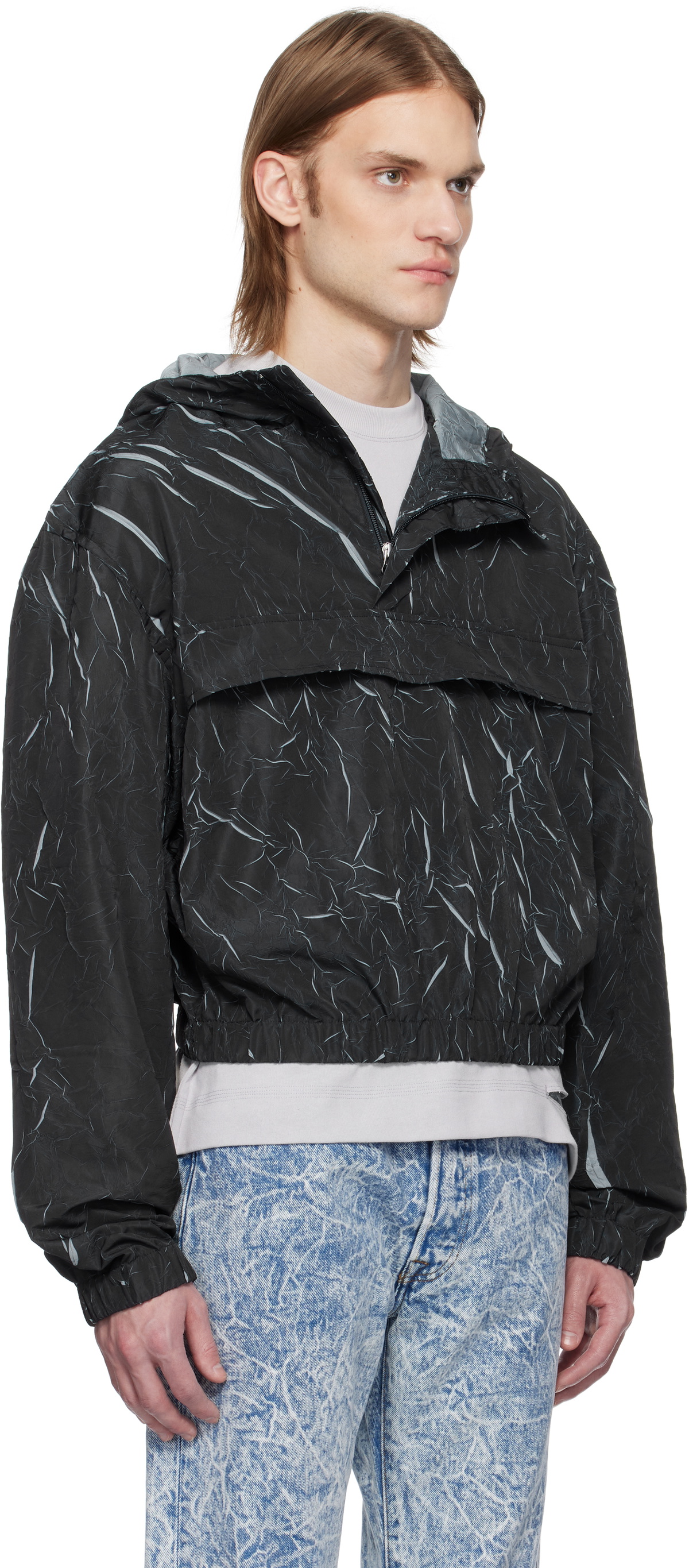 Karmuel Young Navy Pressed Textured Jacket