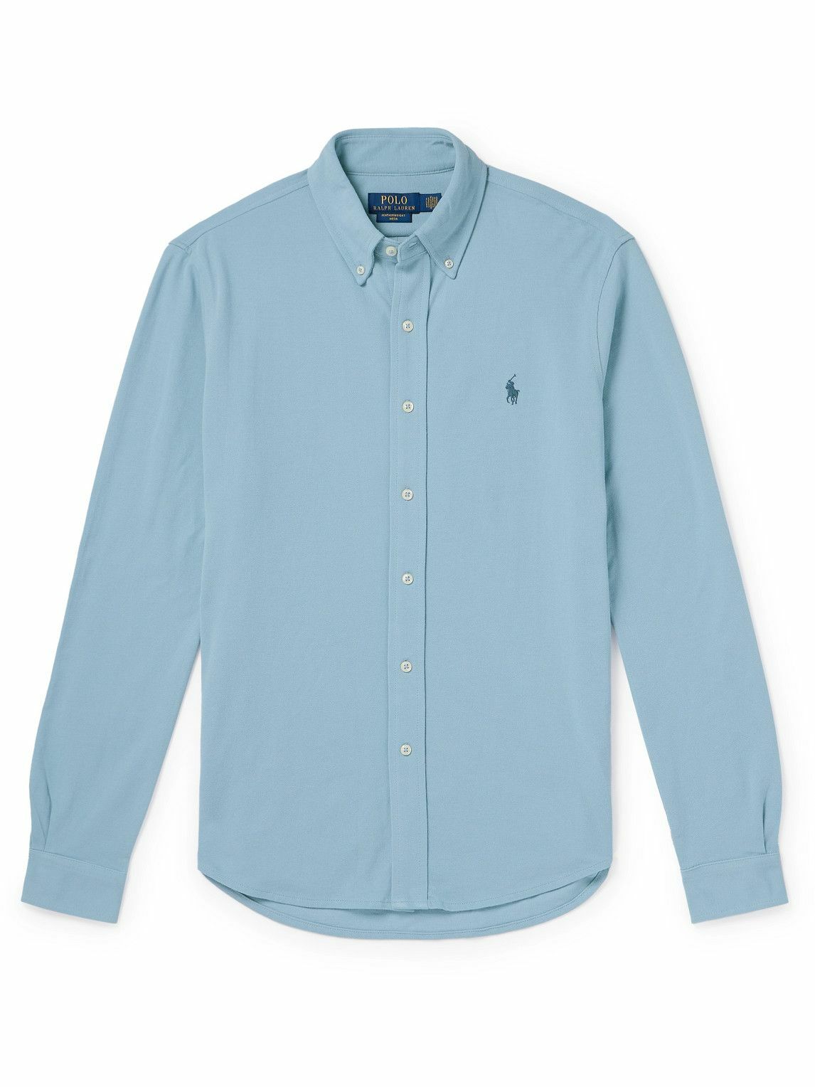 Polo Ralph Lauren - Button-Down Collar Logo-Embroidered Cotton-Piqu Shirt  - Blue Polo Ralph Lauren