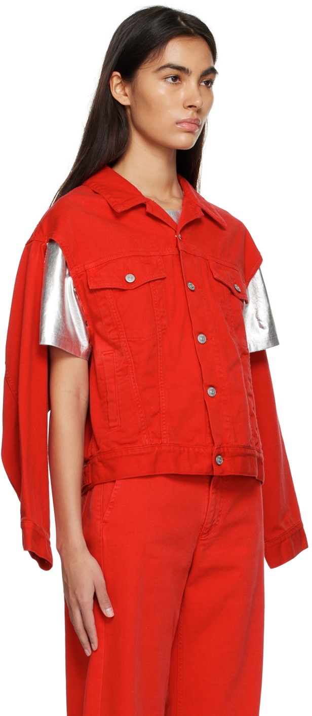 MM6 Maison Margiela Red Cutout Denim Jacket MM6 Maison Margiela
