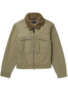 TOM FORD - Slim-Fit Fleece-Trimmed Washed Cotton-Twill Jacket - Green