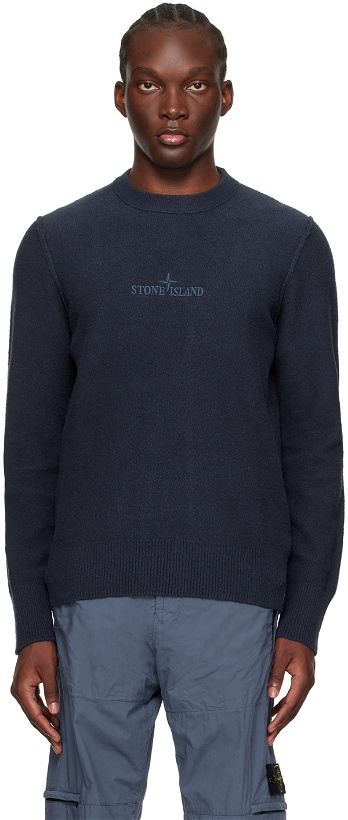 Photo: Stone Island Navy Embroidered Sweater
