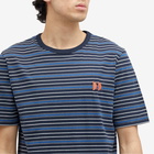 Folk Men's Damien Poulain Multistripe T-Shirt in Navy Moon Dp