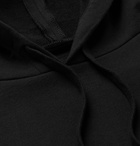 Greg Lauren - Racing Grosgrain-Trimmed Loopback Cotton-Blend Jersey Hoodie - Black