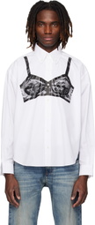 VAQUERA White Trompe L'oeil Bra Button Down Shirt