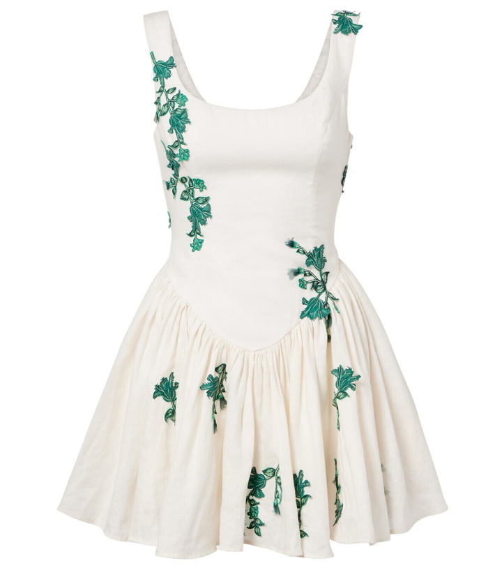 Photo: Agua by Agua Bendita Pluma embroidered cotton minidress