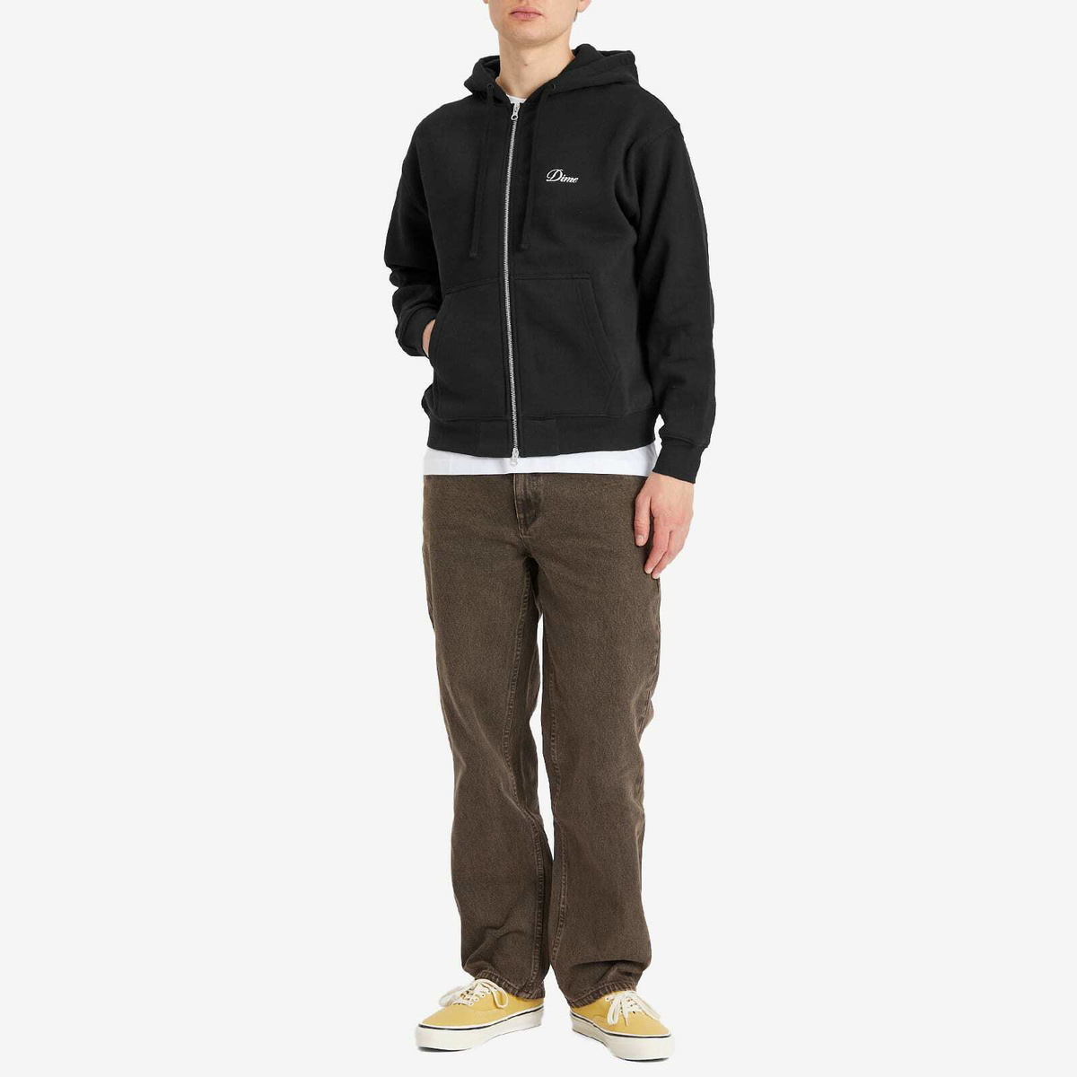 Dime Men's Cursive Zip Hoodie in Black