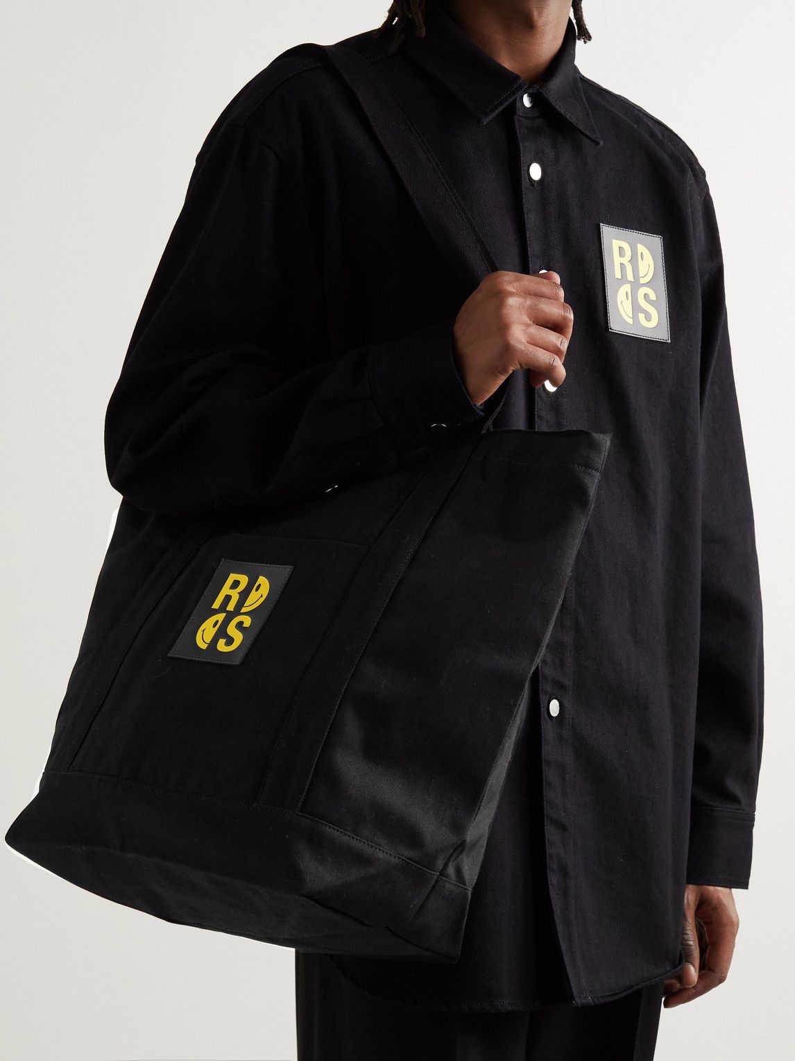 Raf Simons - Smiley Logo-Appliquéd Denim Tote Bag Raf Simons