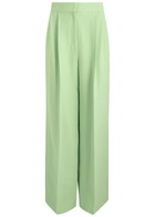 Erdem Wide-leg Twill Trousers Light Green