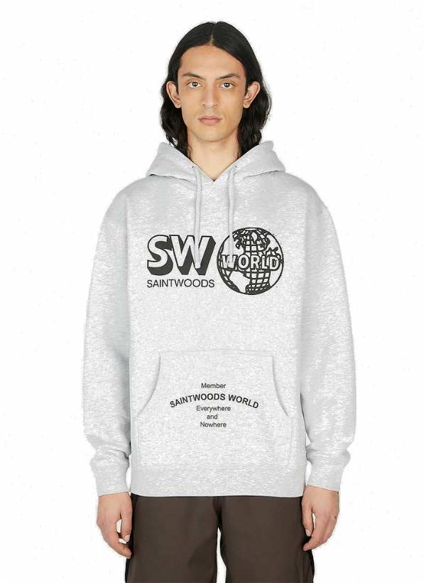 Photo: Saintwoods - World Member Hooded Sweatshirt in Light Grey