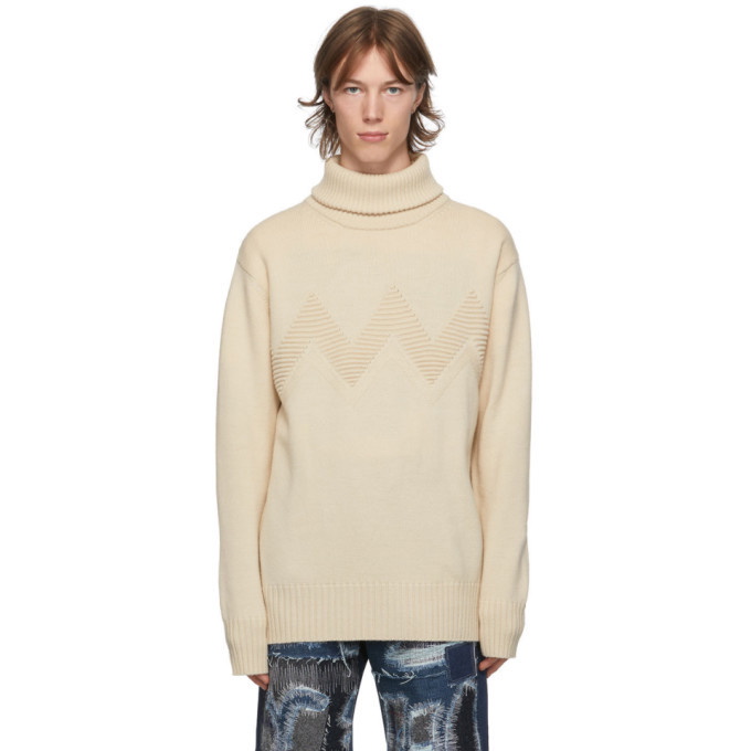 Photo: Junya Watanabe Off-White Wool Zig Zag Turtleneck