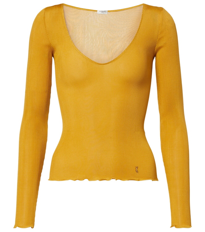 Photo: Saint Laurent Ribbed-knit silk top