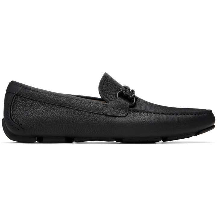 Photo: Ferragamo Black Gancini Driver Ornament Loafers