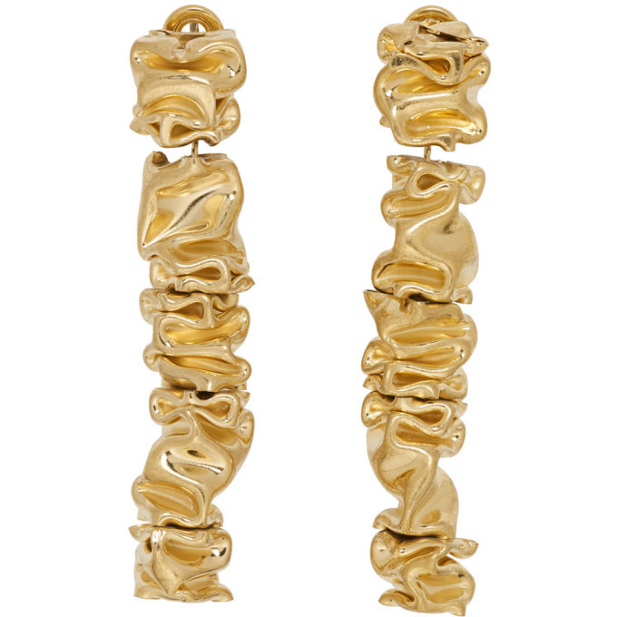 Jil Sander Gold Flattened Drop Earrings Jil Sander