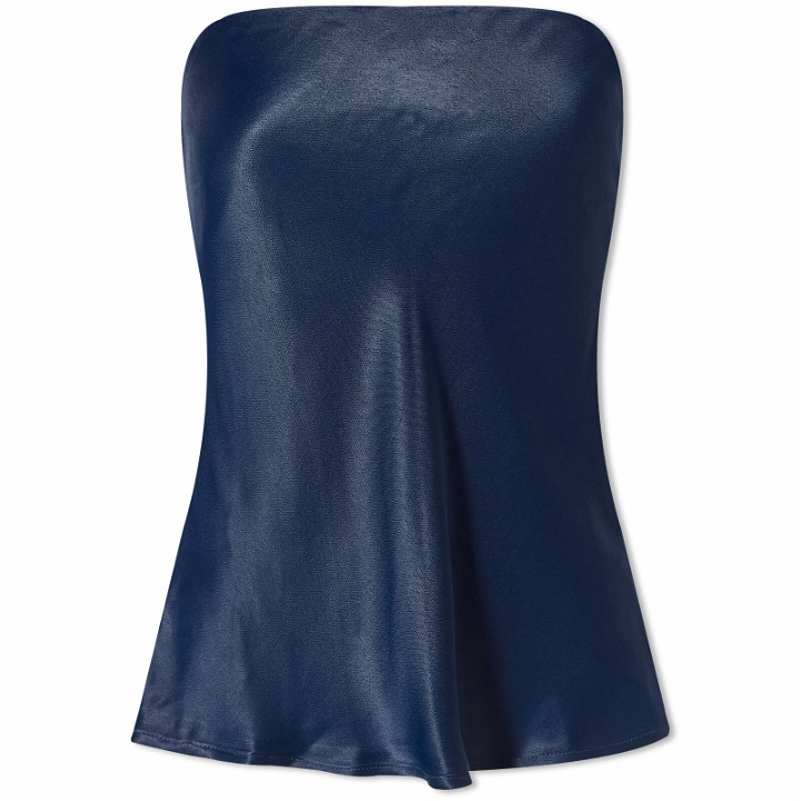 Photo: DONNI. Women's Satiny Tube Top in Navy