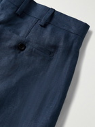 Anderson & Sheppard - Straight-Leg Linen Trousers - Blue