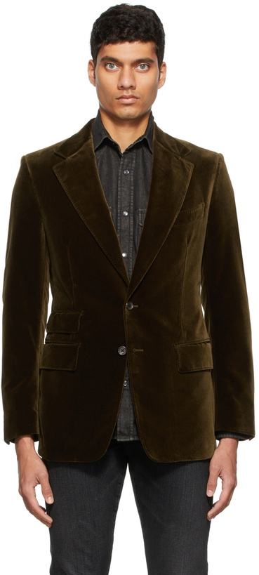 Photo: TOM FORD Khaki Shelton Velvet Blazer