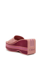 Chloe Swimming Cool 90 Striped Patent Leather Wedge Mules Pink