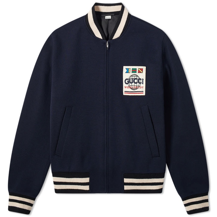 Photo: Gucci Nautical Logo Zip Cotton Bomber Jacket