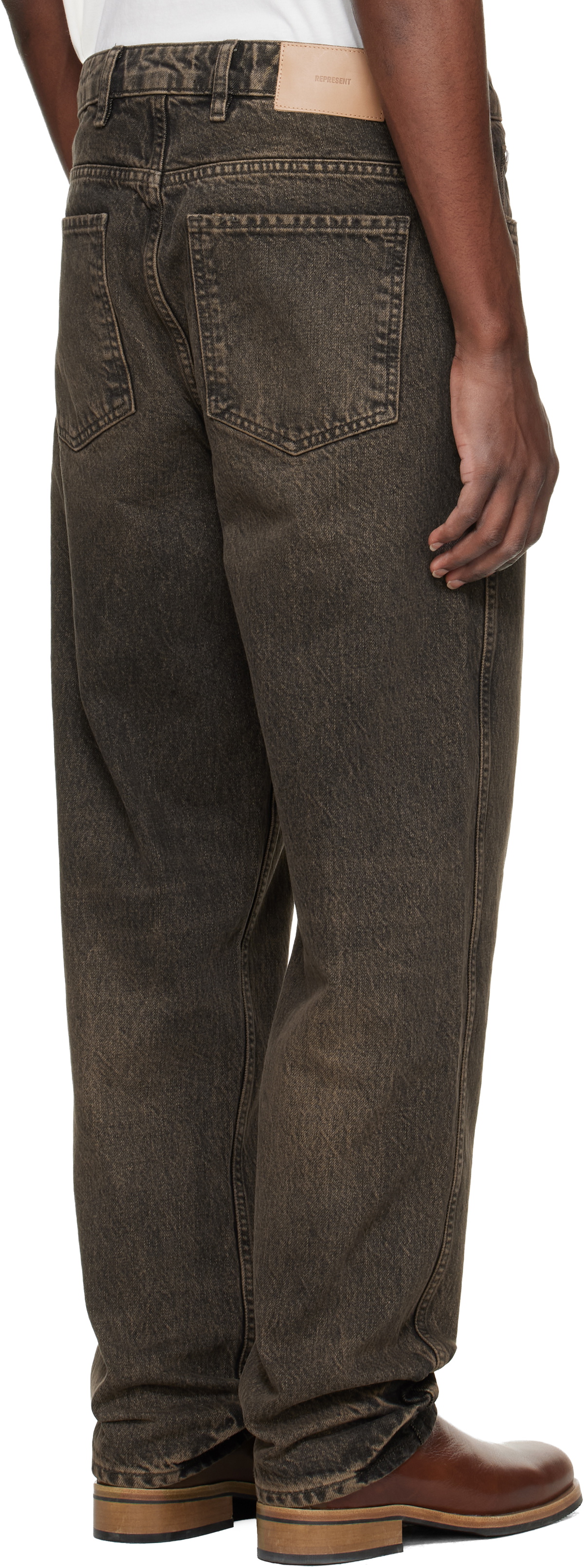Represent Brown R2 Straight Leg Jeans