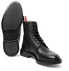 Thom Browne - Pebble-Grain Leather Wingtip Boots - Black