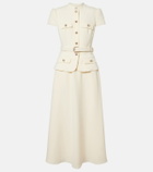 Self-Portrait Belted peplum crêpe midi dress