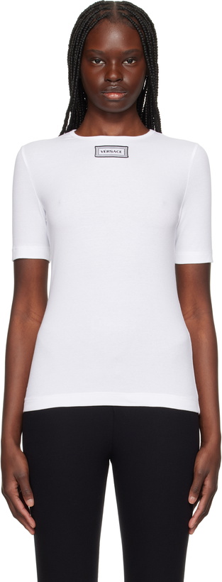 Photo: Versace Underwear White Rib & Embroidery Patch T-shirt