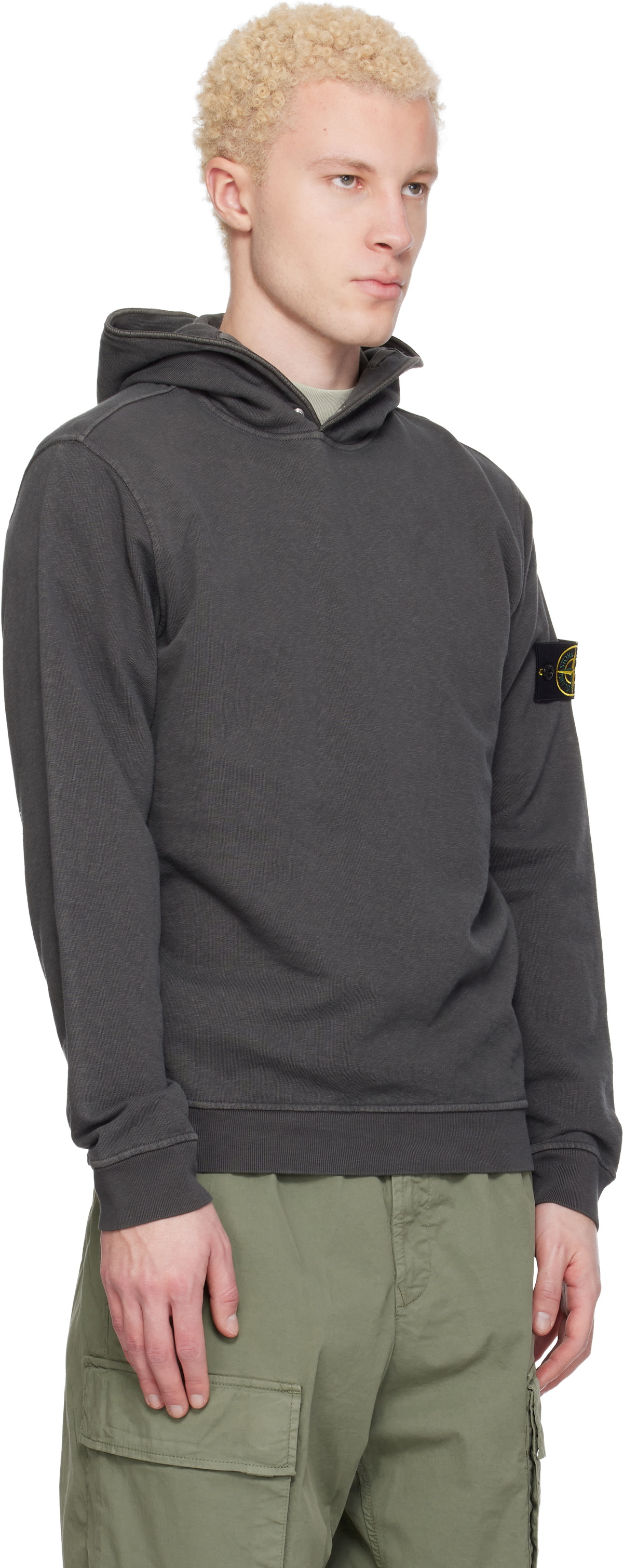 Stone Island Gray 6100031 Malfilé Fleece Old Effect Hoodie