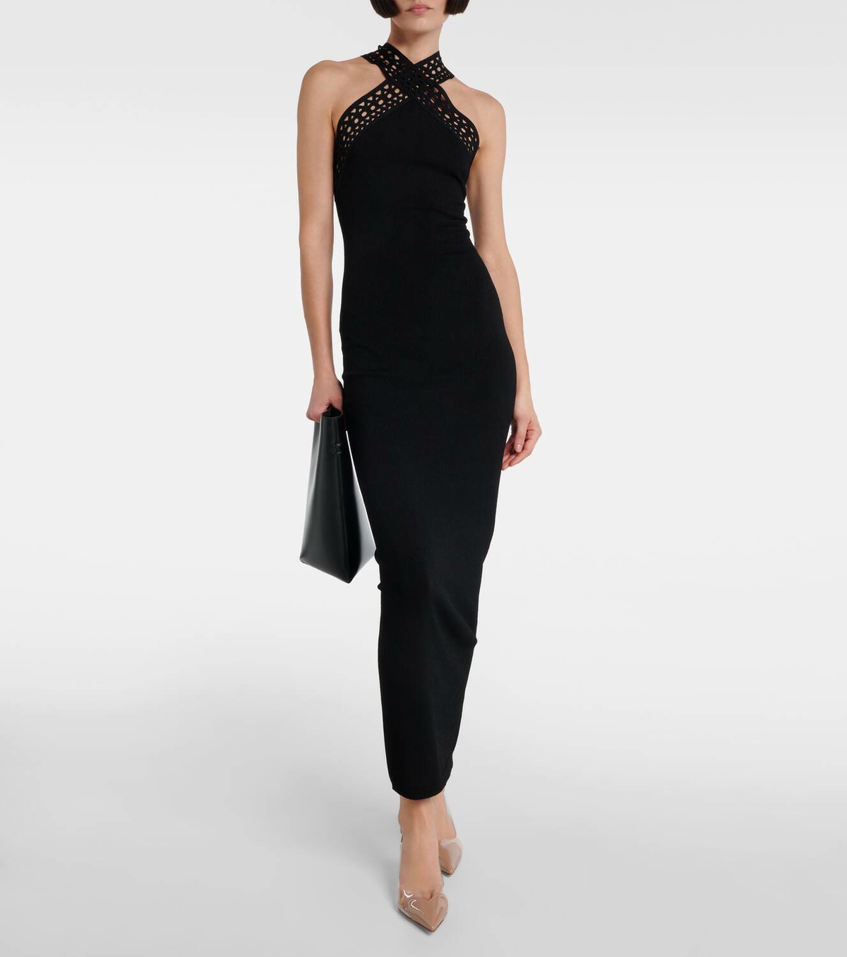 Alaïa Le Cœur patent leather and PU slingback pumps