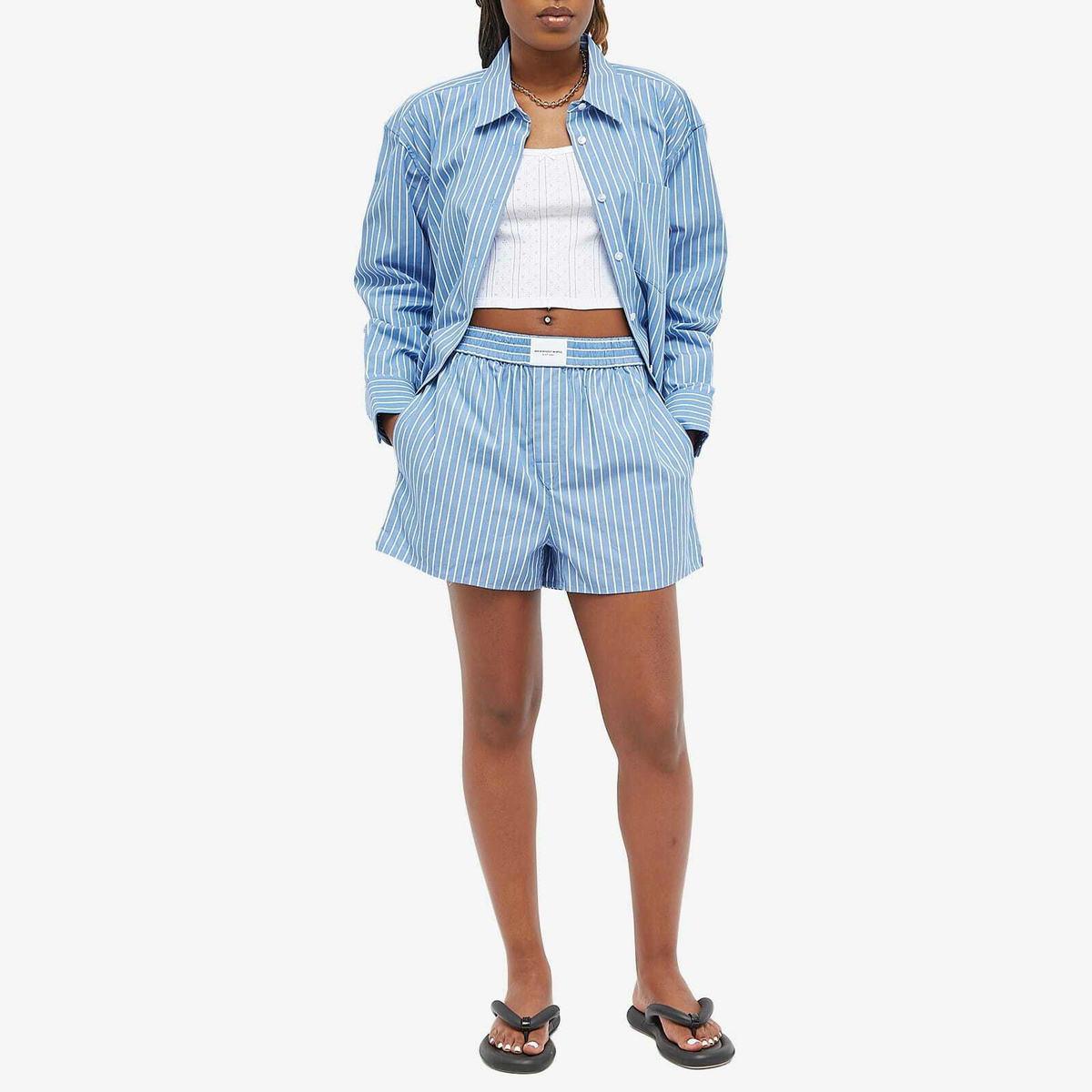 Alexander Wang Women's Classic Boxer Pant Shorts in Blue