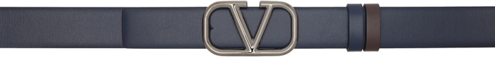 Photo: Valentino Garavani Reversible Navy Vlogo Signature Belt