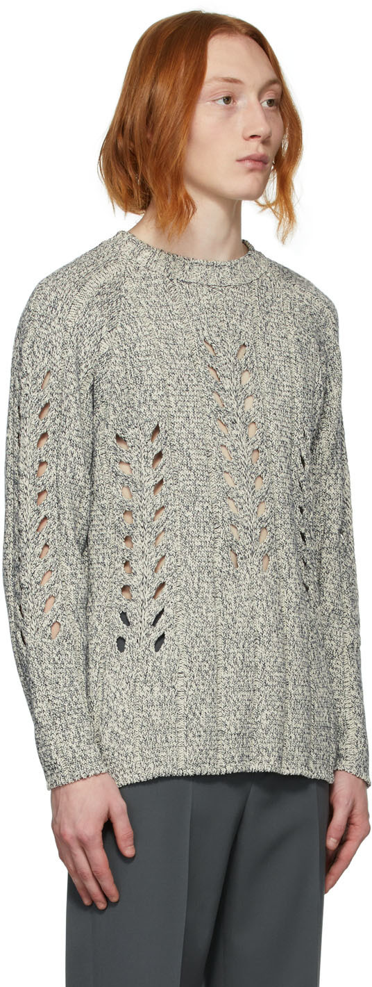 AURALEE Off-White Mix Bouclé Mesh Knit Crewneck Auralee