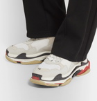 Balenciaga - Triple S Leather and Mesh Sneakers - White