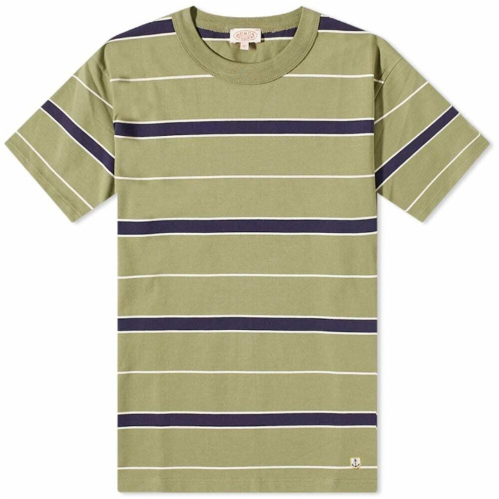 Photo: Armor-Lux Men's Multi Stripe T-Shirt in Military/Navy/Natural